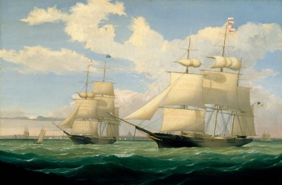 De Schepen Winged Arrow en Southern Cross in de Haven van Boston door Fitz Henry Lane